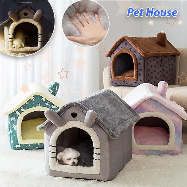 

cat beds & furniture foldable dog house kennel bed removable and washable nest winter warm semi-enclosed puppy cave sofa pet sleep