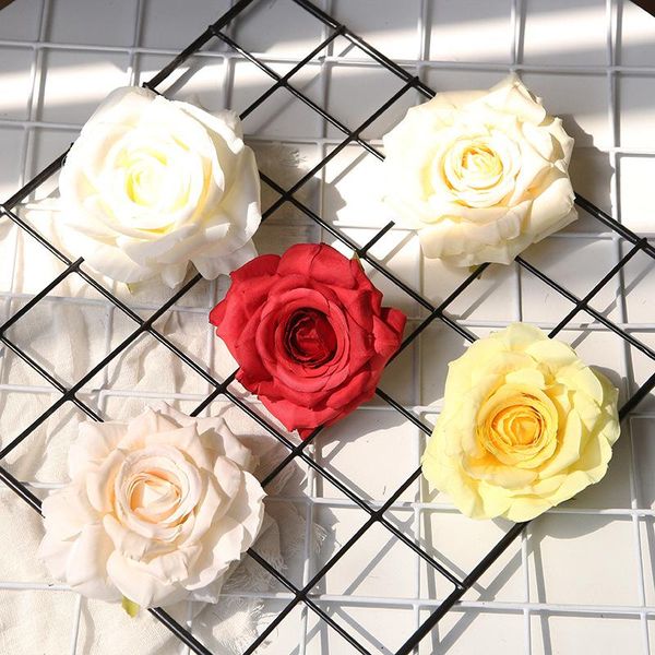 

2/5pcs 9cm artificial flowers head silk rose flower for wedding home decoration fake diy wreath scrapbook supplies decorative & wreaths