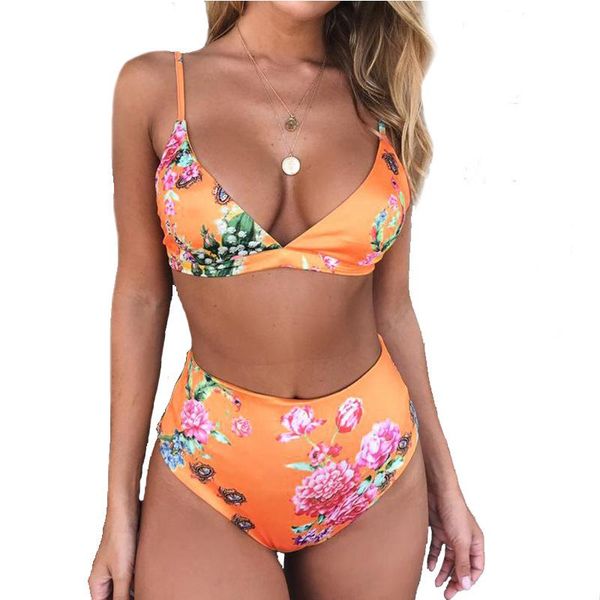 

one-piece suits high waist swimsuit leopard print split bikini swimwear bathing suit women two piece beach wear set female biquini