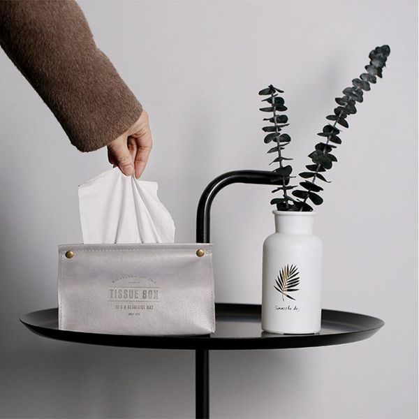 

tissue boxes & napkins el napkin holder paper office box home nordic style kitchen letter print restaurants bedroom soft foldable pu leather