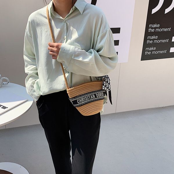 

70% off d family letter women's 2021 new versatile vegetable basket single shoulder slant cross hand woven bag c2rl