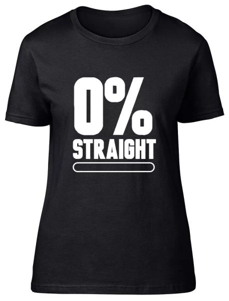 

0% straight gay ladies womens fitted t-shirt, White;black