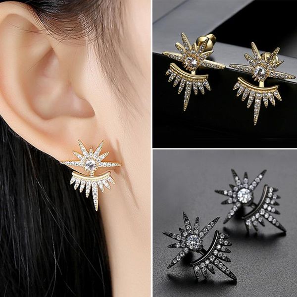 

stud chic rhinestone zircon women ear earrings jewelry gifts fashion ladies crown shaped evening party accessories, Golden;silver