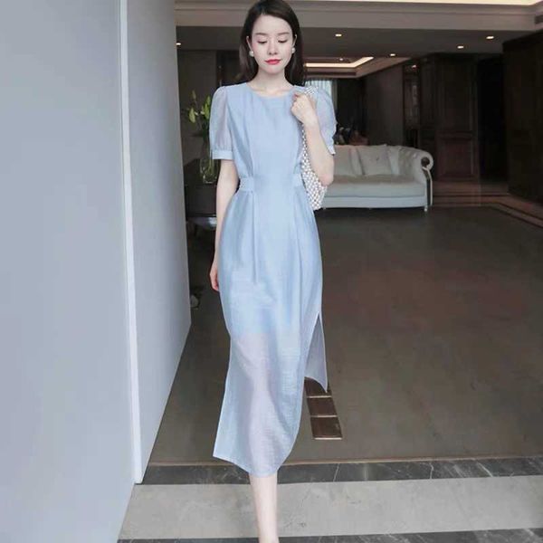 

summer 2021 women's drs french first love long cool wind gao class temperament close waist be, Black;gray