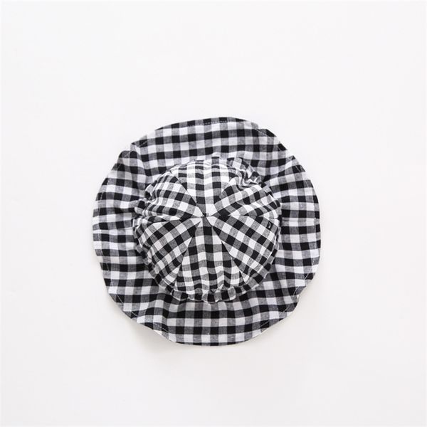 

summer boy and girl plaid striped fisherman hat thin sunblock baby tie solid color 210702, Yellow