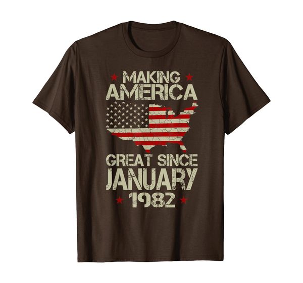 

making america great since january 1982 shirt 38 years old t-shirt, White;black