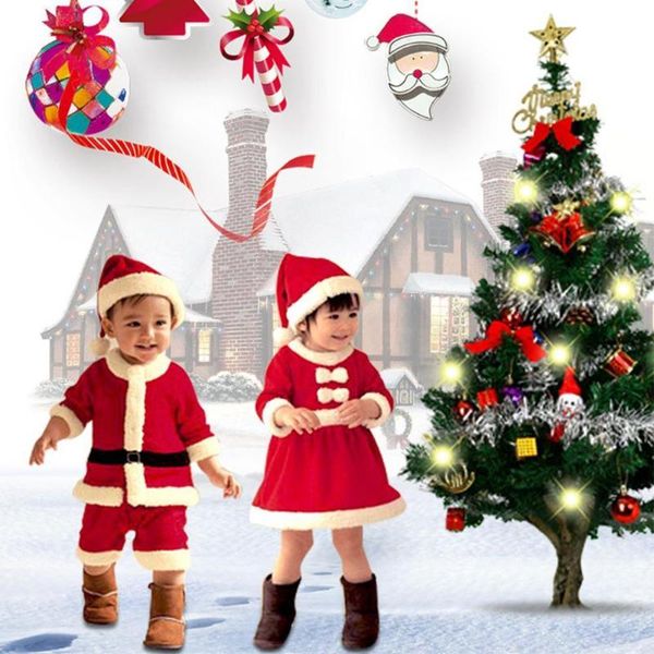 

clothing sets 1 set christmas santa claus costume cosplay clothes fancy dress in suit for boys and girls, White