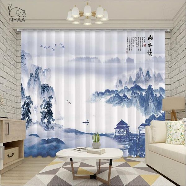 

traditional oriental ink painting curtains for room gazebo curtain in the bedroom kitchen items po micro-shading & drapes