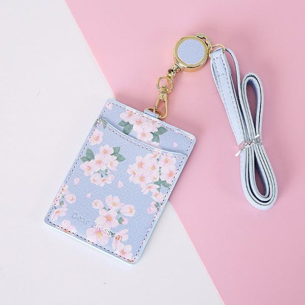 

card holders fashion flowers lanyard id holder bag student women bank bus business cover badge, Brown;gray
