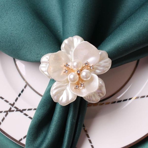 

napkin rings 6pcs/lot ring pearl flower button electroplating rose dinner