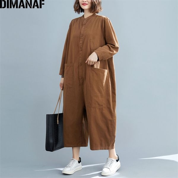 

plus size jumpsuits overalls women clothing autumn cotton trousers female office lady loose solid long sleeve pockets 210531, Black;white