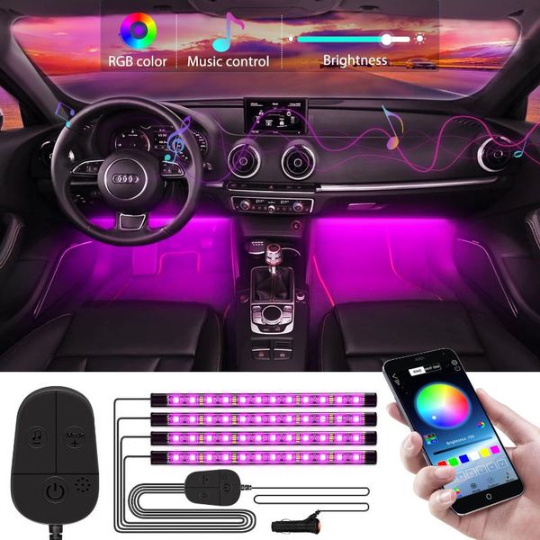 

strips interior car lights upgraded rgb with charger controller and app control waterproof music sync led atmosphere light