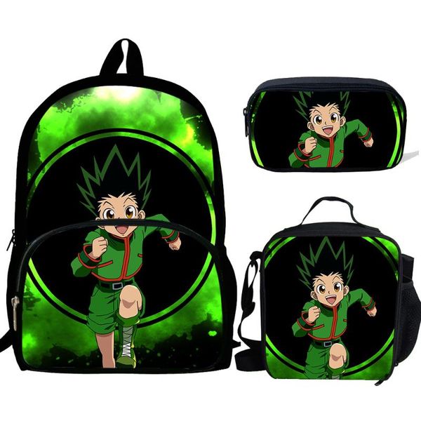 

school bags large capacity backpack 3pcs/set hxh gon killua design for boys&girls primary students satchel mochila escolar