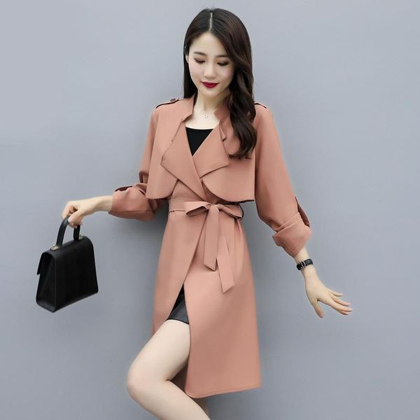 

long autumn winter women's jacke british style thin section casual coat temperament female windbreaker ss3504 jackets, Black;brown