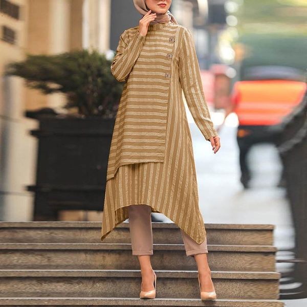 

casual dresses baggy maxi shirt kaftan dress women muslim islamic clothing loose jilbab gown asymmetrical hem robe mock neck 5xl, Black;gray