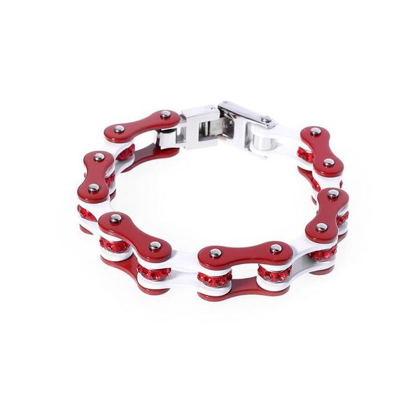 

link, chain bohemian white color bicycle bracelets for women summer style 10mm stainless steel bangles with cubic zirconia jewelry, Black