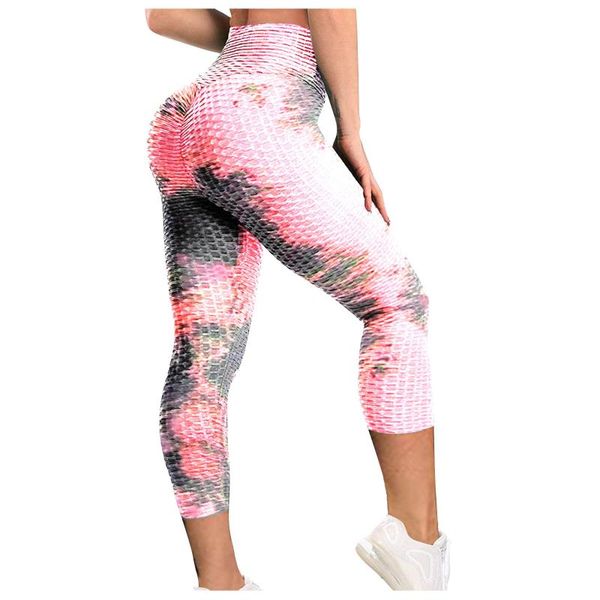 

women's pants & capris 2021 tie dye bubble yo-ga fitness running breathable hip lifting exercise sports leggings female trousers, Black;white