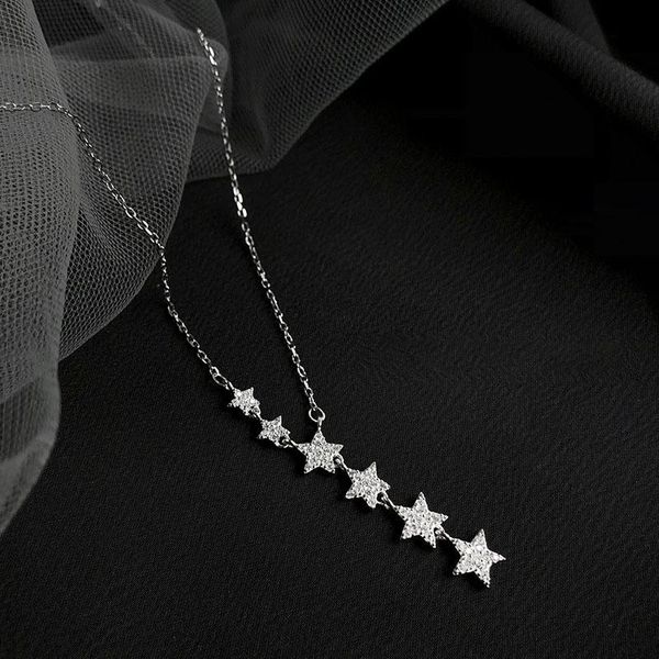 

chains dsc2 925 sterling silver charming star pendant necklace with dazzling cubic zirconia jewelry for women girls