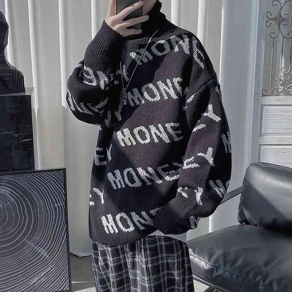 

men's sweaters men hip hop letter casual loose knitted pullover autumn winter printed couple design inx2, White;black