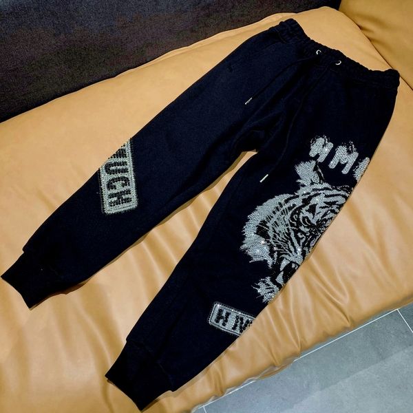 

t autumn ch plush terry guard pants tiger head drill dark street luxury fashion men's and women's closing large ed, Blue