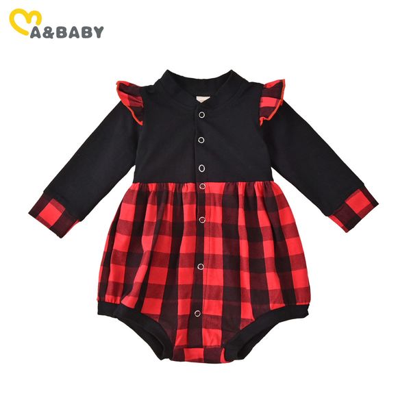 

0-18m christmas born baby girls romper red plaid long sleeve ruffles jumpsuit playsuit autumn xmas clothes 210515, Blue