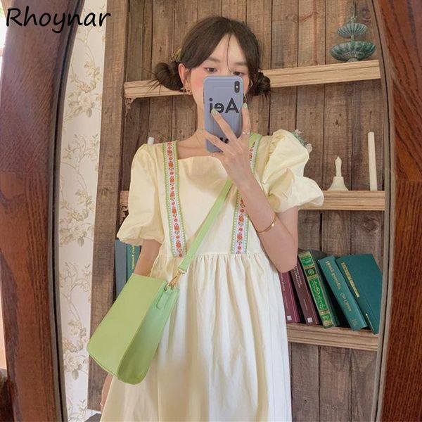 

casual dresses dress women college summer puff sleeve japanese sweet ladies a-line all-match daily elegant vestido feminino design, Black;gray