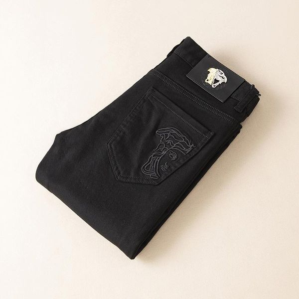 

men's pants fashion casual jeans in autumn and winter 2021, Black