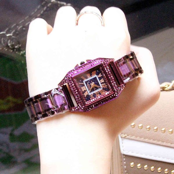 

watch fashionable women's star face roman inlaid waterproof fashion, Slivery;brown