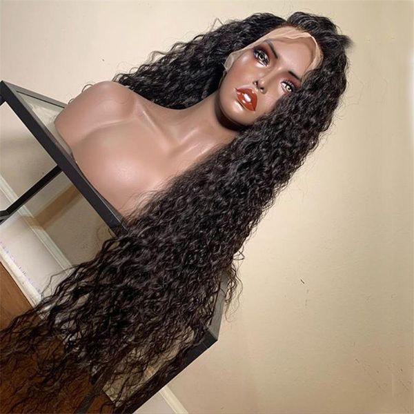 

synthetic wigs middle part deep body wave black lace front wig for women babyhair 26inch long heat resistant preplucked cosplay curly