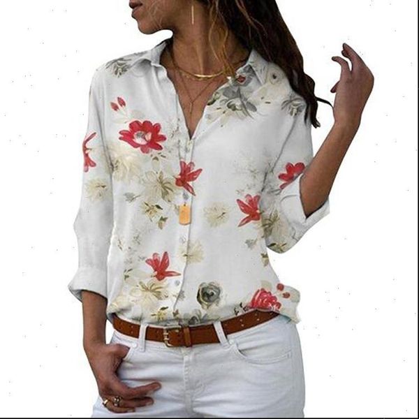 

womens shirt large size loose v neck printed long sleeve women blouse fashion elegant drop, White