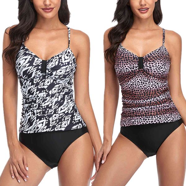 

women's swimmer 2021 swimsuit split print bikini, White;black