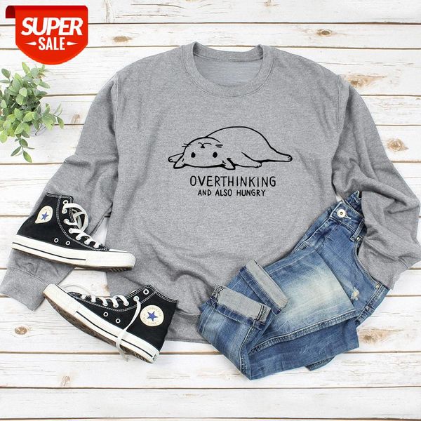 

women's loose long-sleeved round neck sweater t-shirt #zy9g, Black