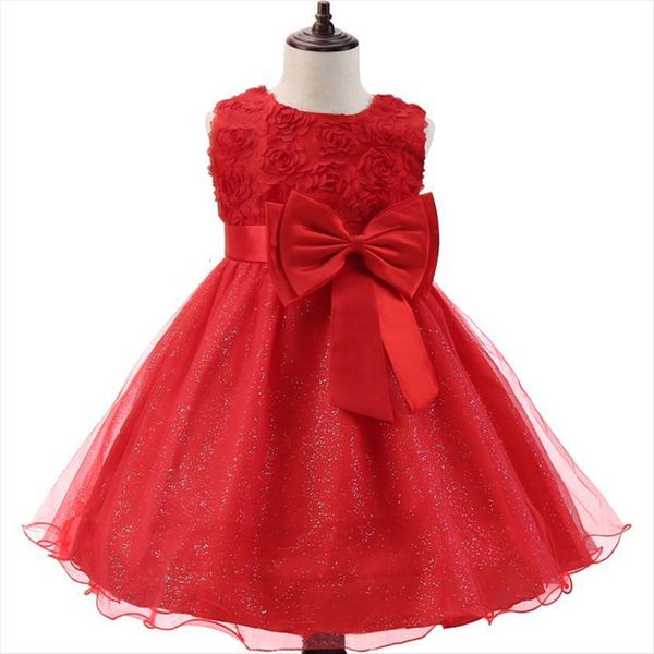 

lace princess girl for girls dress christmas birthday party clothing kid wedding red flower dresses children winter prom costume, Red;yellow