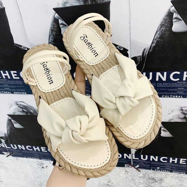 

sandals women gladiator brief flip flop casual comfortable bow beach slippers retro all-match open toe flat sandal zapatos mujer, Black