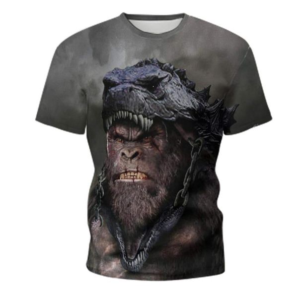 

men's t-shirts 2021 3dt shirt movie image monster king kong graphic print t-shirt fashion trend hip hop round neck clothes, White;black