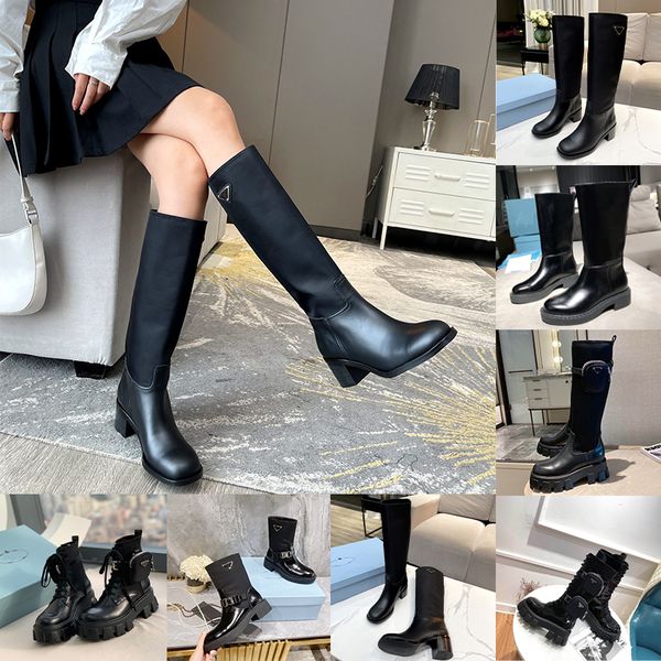 

with box luxury designer leather women boots desert boot flamingos real leathers coarse winter designers shoes platform martin martins marte, Black