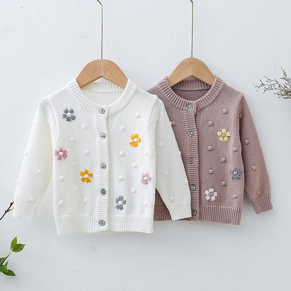 

pullover baby girl sweater toddler embroidered cardigan children thicken flower autumn winter clothes coat, Blue