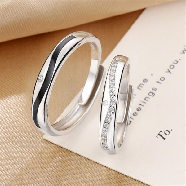 

whole sale owner design romantic wave pave cubic zircon stones man women lovers rings 925 sterling silver wedding engagement cluster, Golden;silver