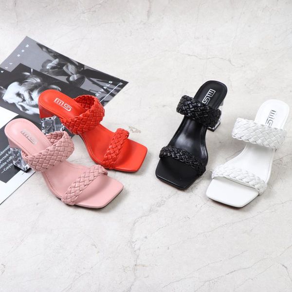 

slippers shoes low woman's big size slides rubber flip flops 2021 summer hawaiian rome scandals fabric pu basic hoof heels, Black