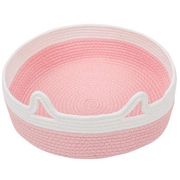 

cat beds & furniture round woven cute bite-resistant bed house mat sleep nest scratcher pet cushion portable pets supplies