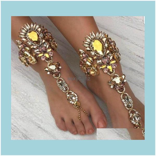 Cavigliere 1 pz Long Beach Vacanze estive Bracciale alla caviglia Sandalo ai piedi Catena per gambe sexy Boho femminile Cavigliera in cristallo Dichiarazione Fabbrica di gioielli Goccia