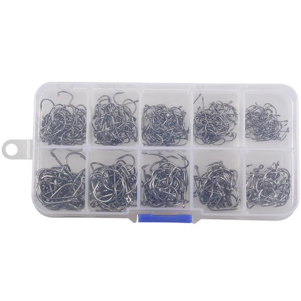 

fishing hooks 500 x hook size 3 to 12 with eye box case black
