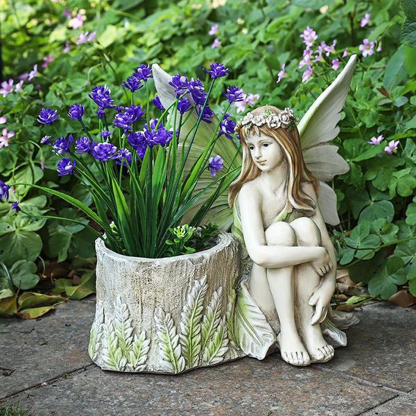 

decorative objects & figurines garden flower fairy angel home decoration accessories resin elf girl ornaments tale crafts christmas gift
