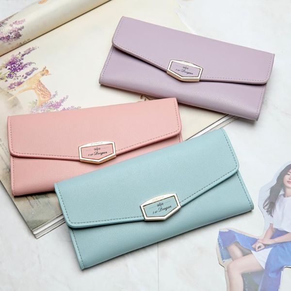 

wallets carrken wallet female metal women pink purple long clutch pu leather purse for fashion, Red;black