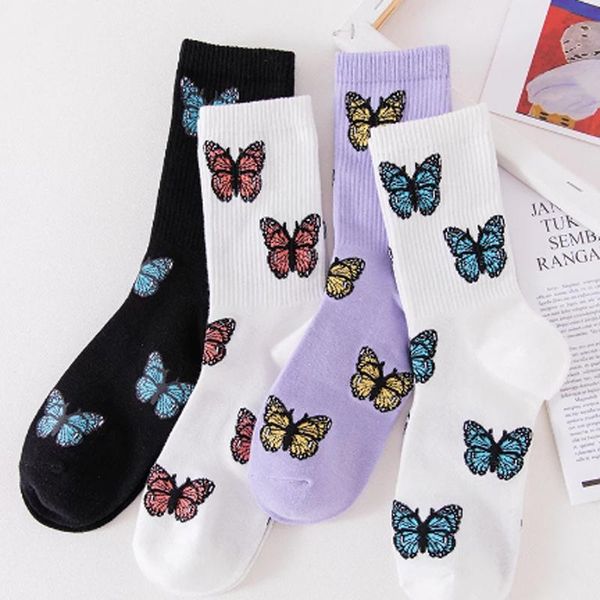 

socks & hosiery breathable cotton short glitter butterflies women art casual comfort knitting lovely lady girls cute, Black;white