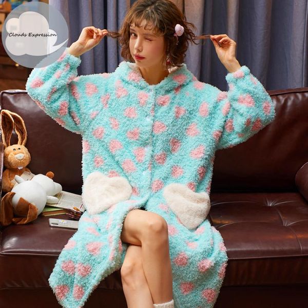 

women's sleepwear winter brand warm coral fleece robe womens bathrobe nightgown kimono dressing gowns home clothes, Black;red
