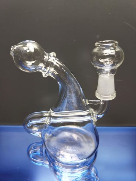 Nuovo arrivo Clear Triangle Pot Bong con Recycler Dab Rig Tubo da fumo economico 10mm Joint Glass Bong hotglassart