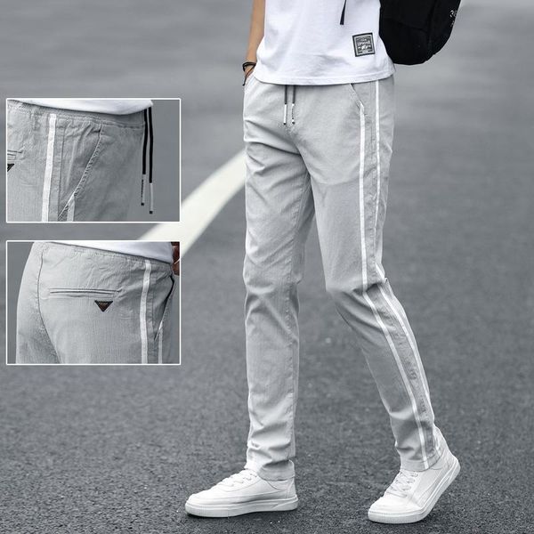 

casual pants men's spring and autumn straight tube loose cotton youth sports trend korean tooling, Black