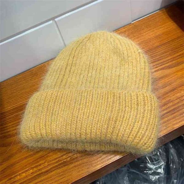 

design knitted rabbit hair hat children's ear protection and warmth winter soft sister shows white sweet wool 70% off, Blue;gray