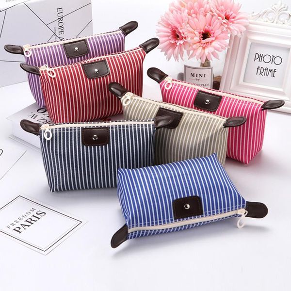 

striped dumpling makeup bag portable simple folding waterproof toilet bath travel storage neceser cosmetic bags & cases